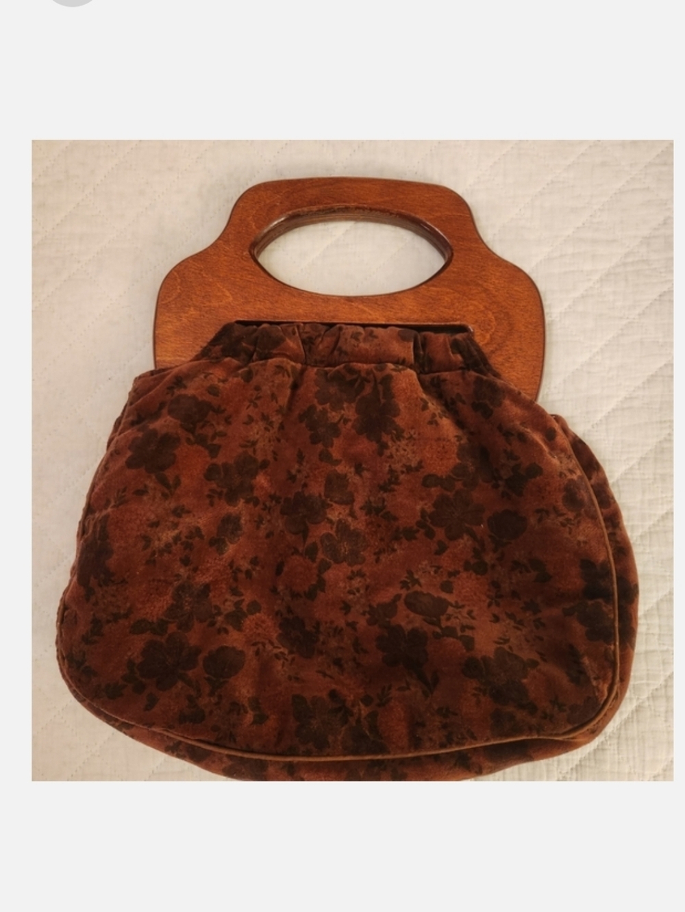 Vintage  "Banner House" Brown Floral Velveteen Handbag